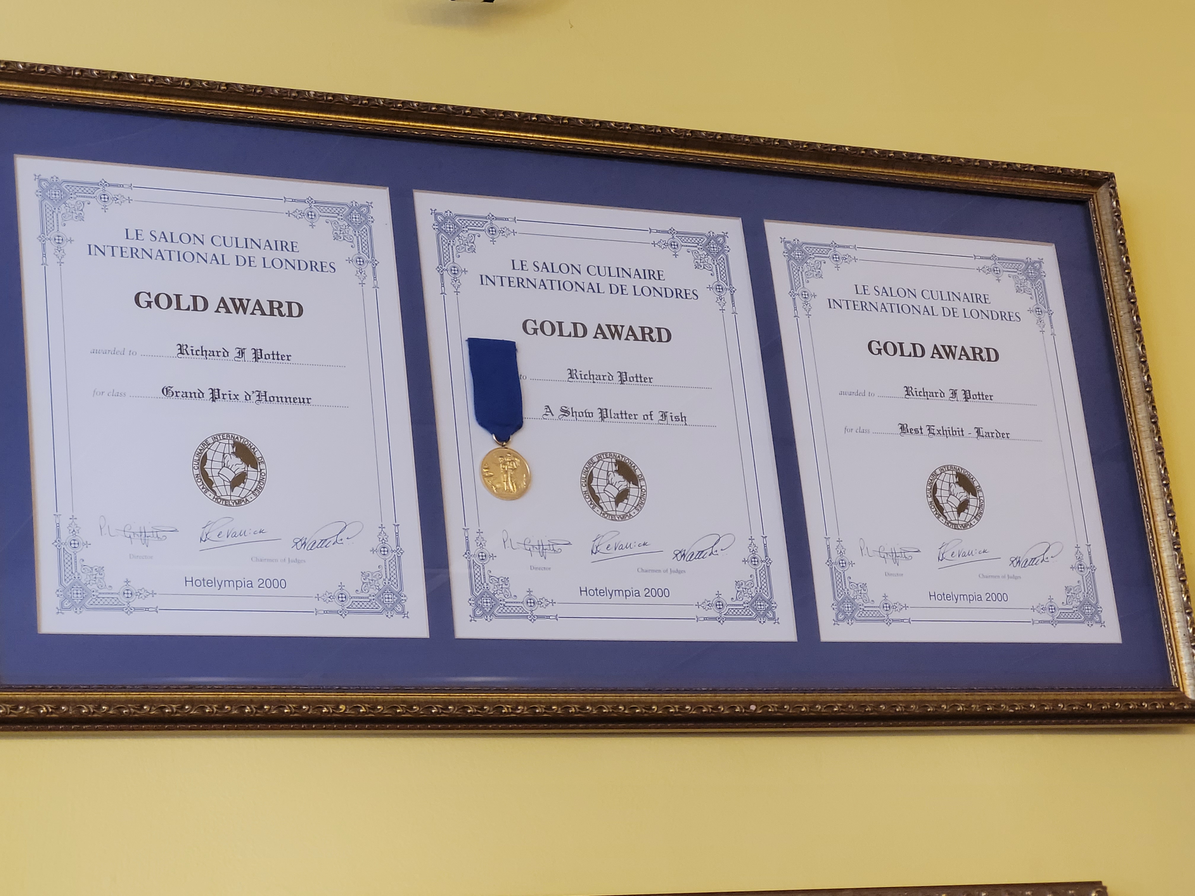 London Culinary Gold Awards 2000 including Grand Prix d'Honneur